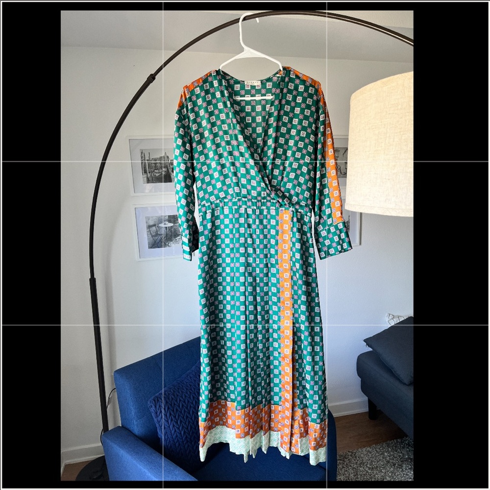 Sandro printed long green dress